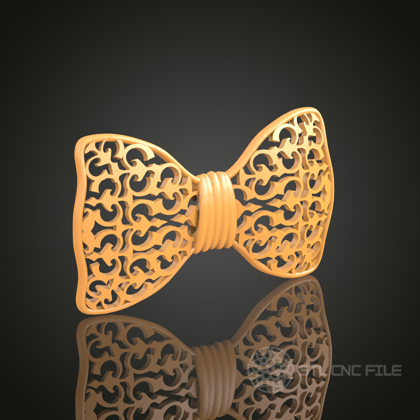 Intricate Filigree Bow Tie STL Model, CNC Router File for Elegant Accessories and Projects