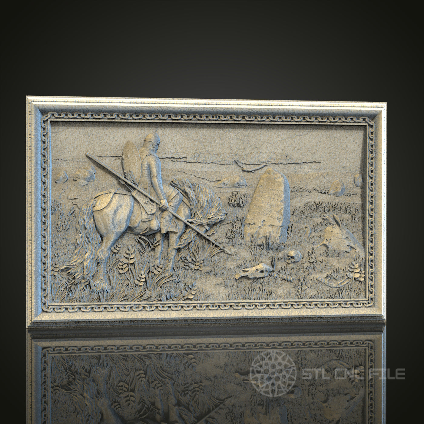 3D Knight Relief STL Model for CNC Router, Wood Engraving, Artcam, Aspire, Wall Decor, 3D Printer File