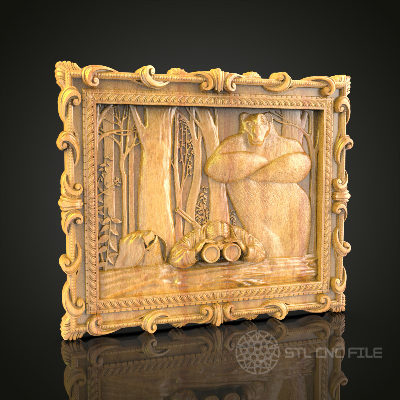 Forest Goddess and Snails 3D Relief STL File for CNC Routers, Mythical Wood Wall Art