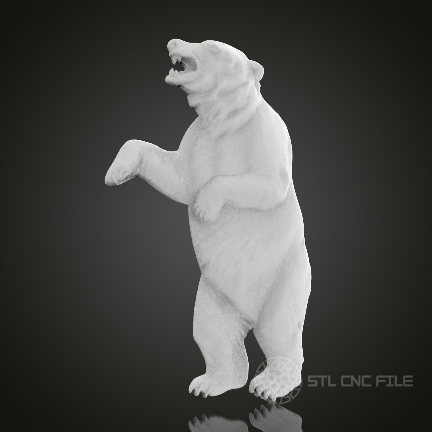 Standing Bear 3D Relief Art for CNC Router, Artcam, Aspire, Wall Decor, STL Model, Compatible with 3D Printers