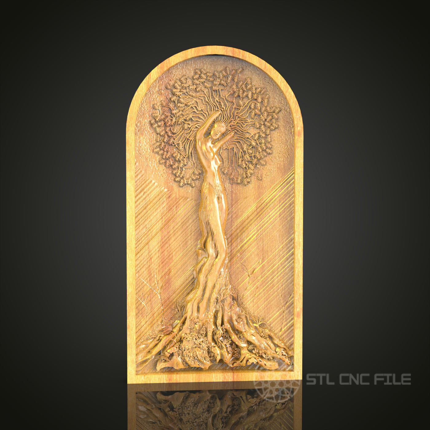 Enchanted Tree Woman Wall Art - 3D STL File for CNC Wood Carving