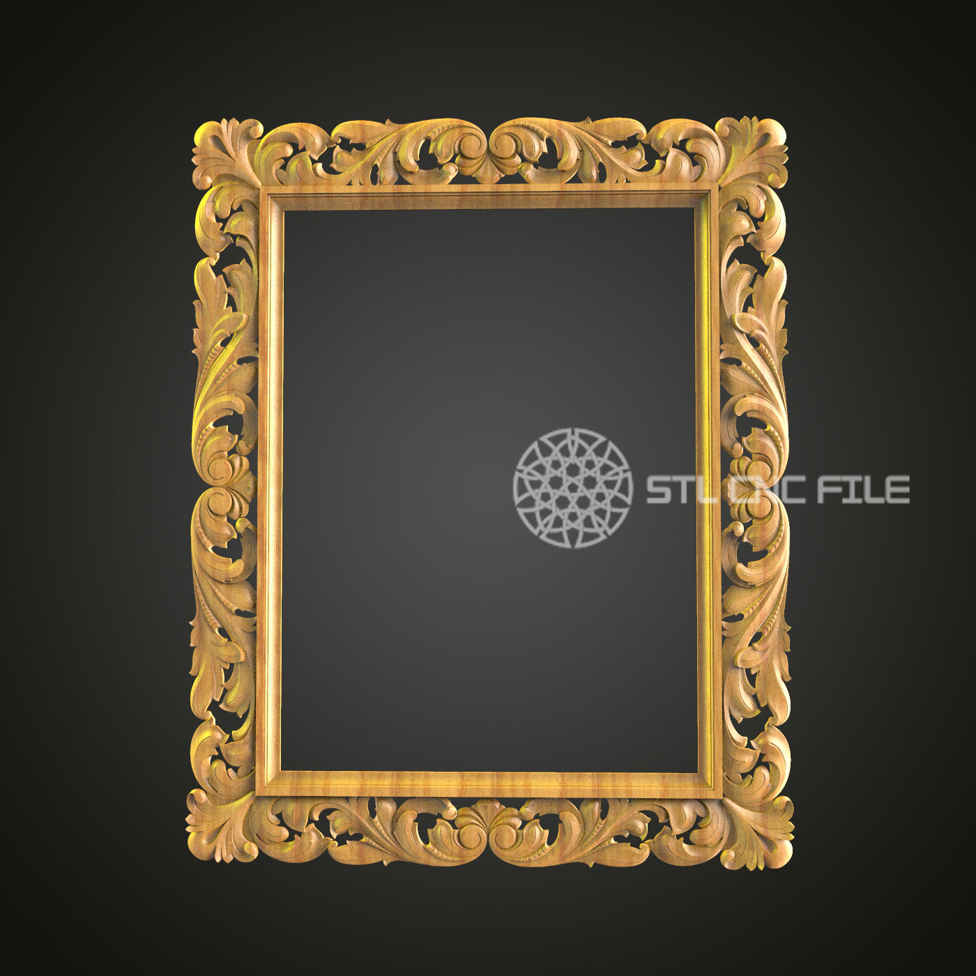 Ornate Floral Wooden Frame 3D Model for CNC Router - Artcam, Aspire, STL File, Home Decor (Copie)