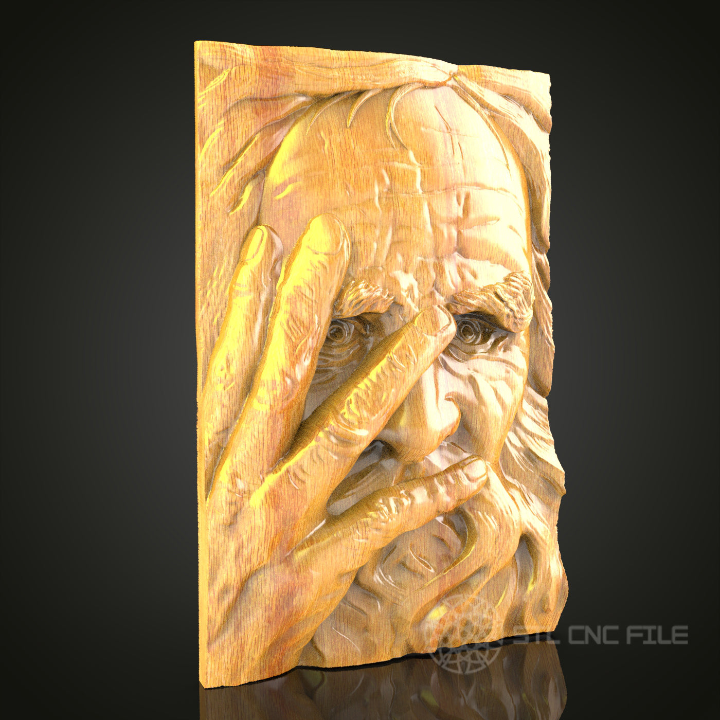 Expressive Human Portrait Wall Art - 3D STL File for CNC Wood Carving