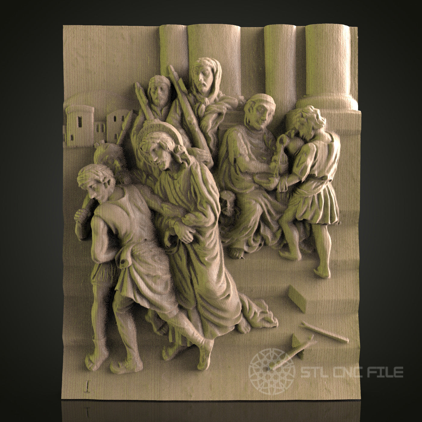 Religious Scene Wall Art - STL Model for CNC Router, Engraver, Aspire, Artcam, 3D Printer