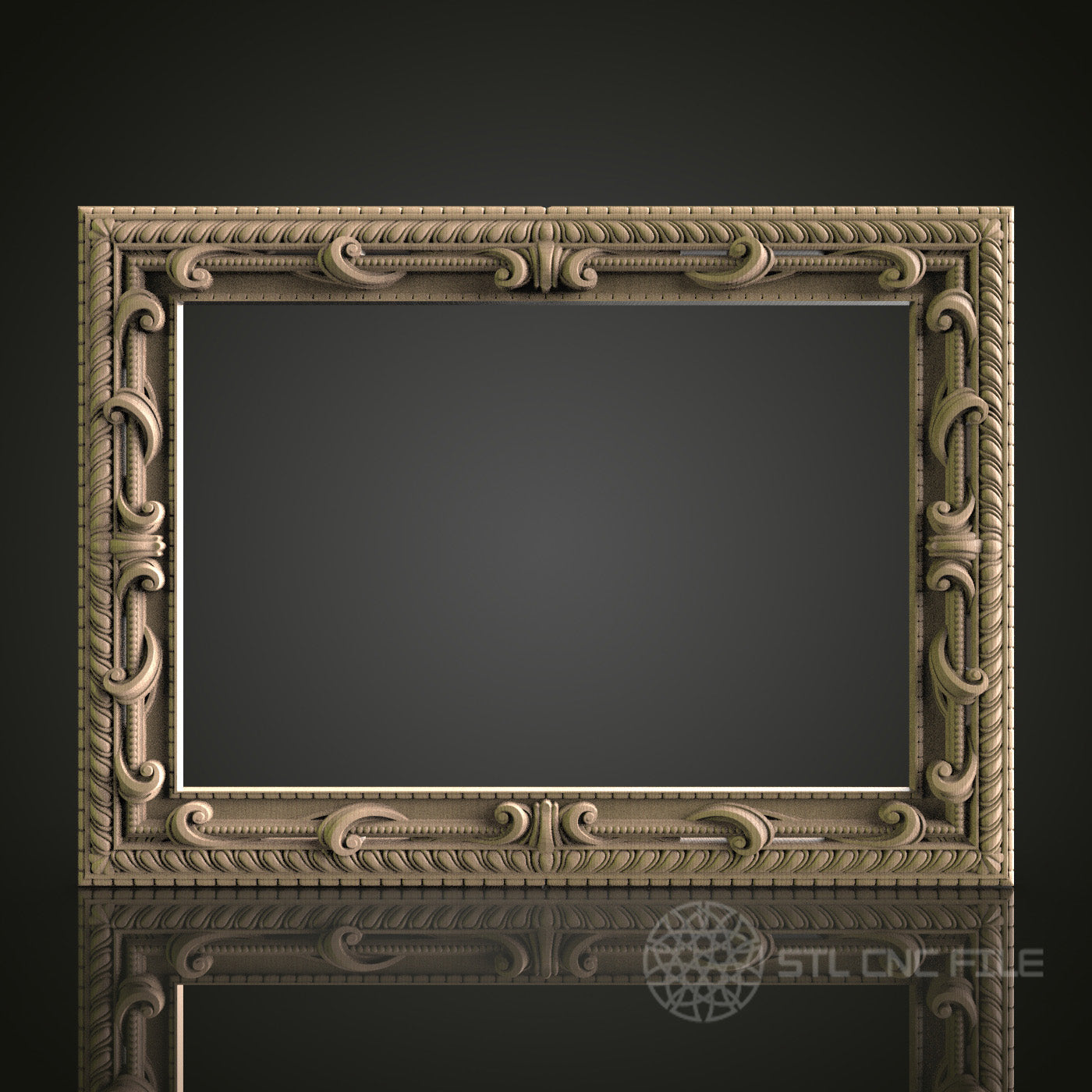 Ornate Rectangular Frame for CNC and 3D Printing - STL File