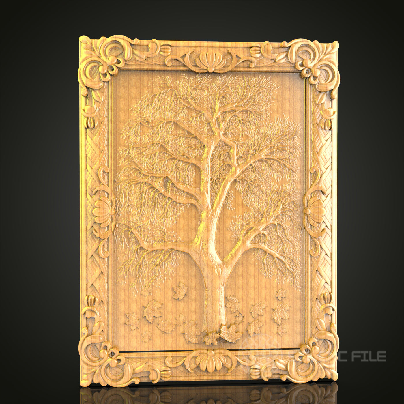 Tree of Life 3D STL Model - CNC Router File for Nature Inspired Wood Carving, Decorative Art Panel