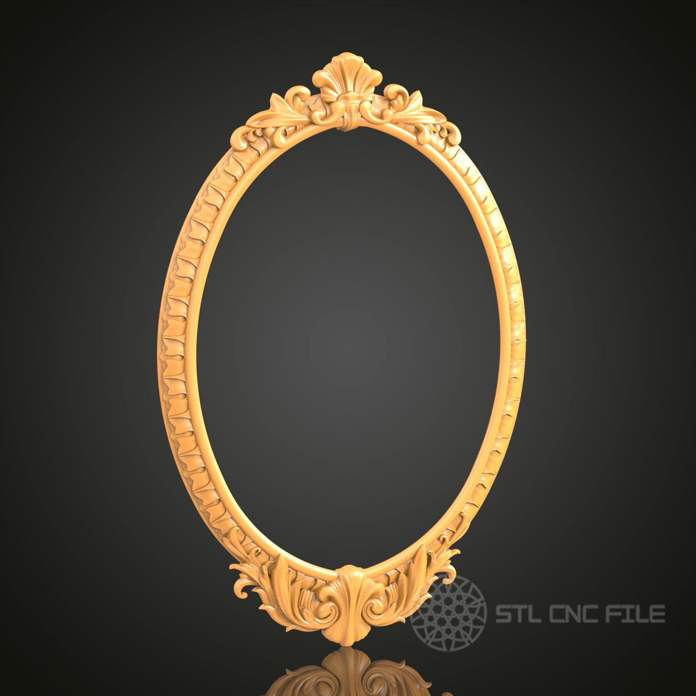 Classic Oval Frame STL Model for CNC Router Engraver - Artcam, Aspire, Wall Decor