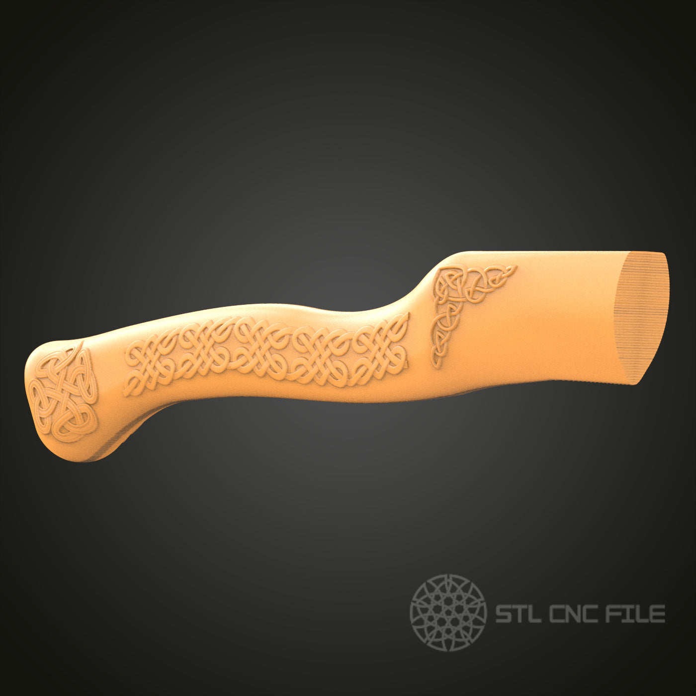 Celtic Carved Walking Stick Handle - STL Model for CNC Router and 3D Printing