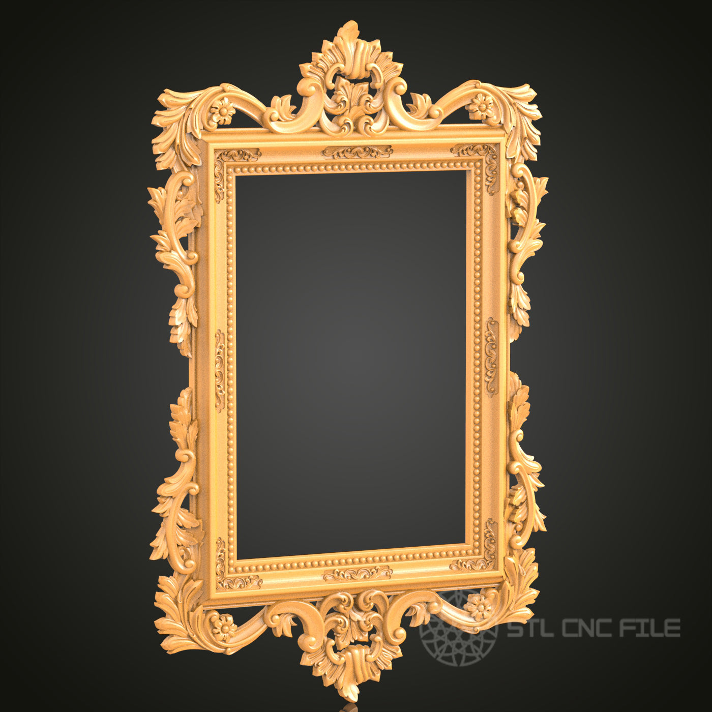 Grand Baroque Style Rectangular Frame STL Model – Ideal for CNC and 3D Printing