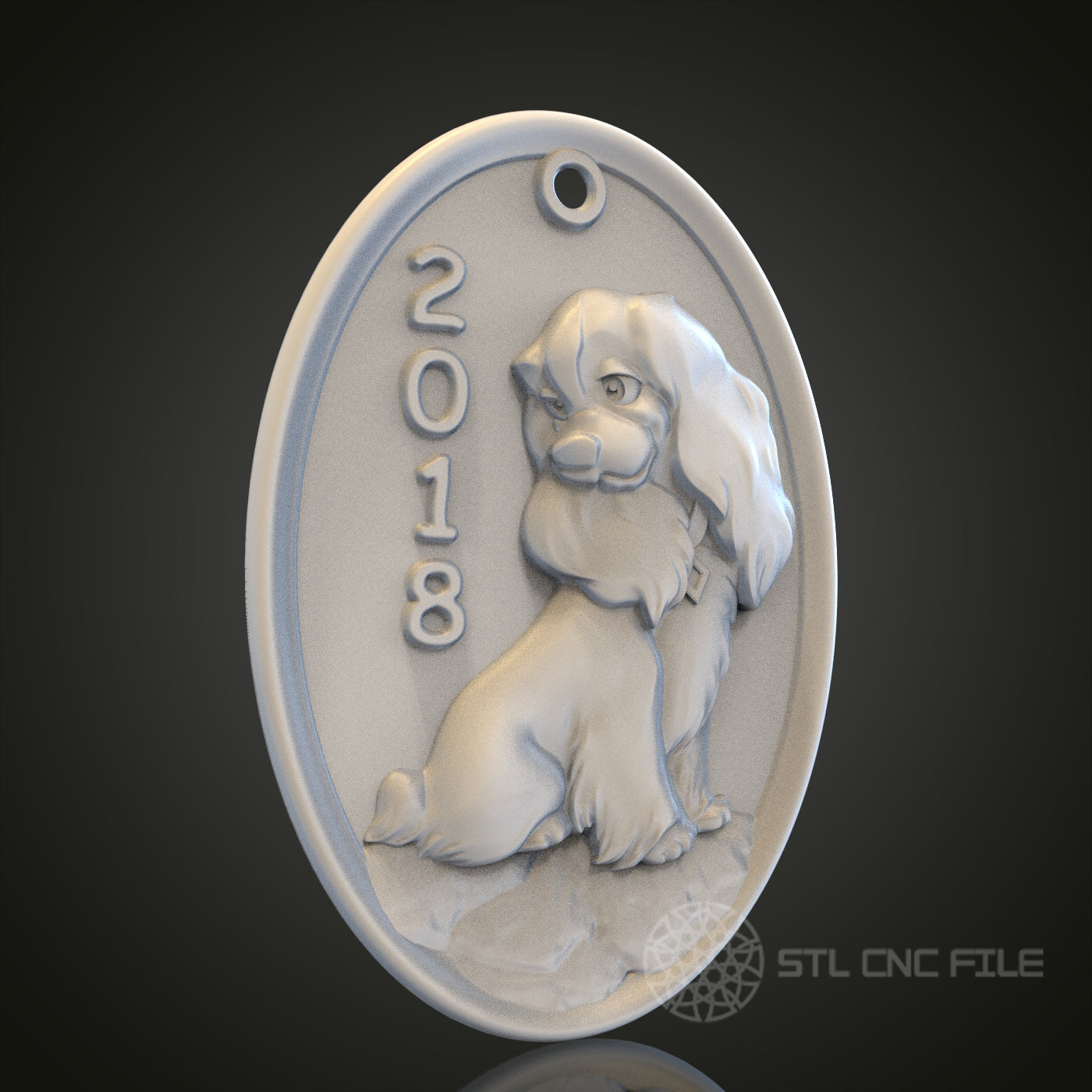 2018 Dog Medal STL Model for CNC Router Engraver, Artcam, Aspire, Wood, Wall Decor