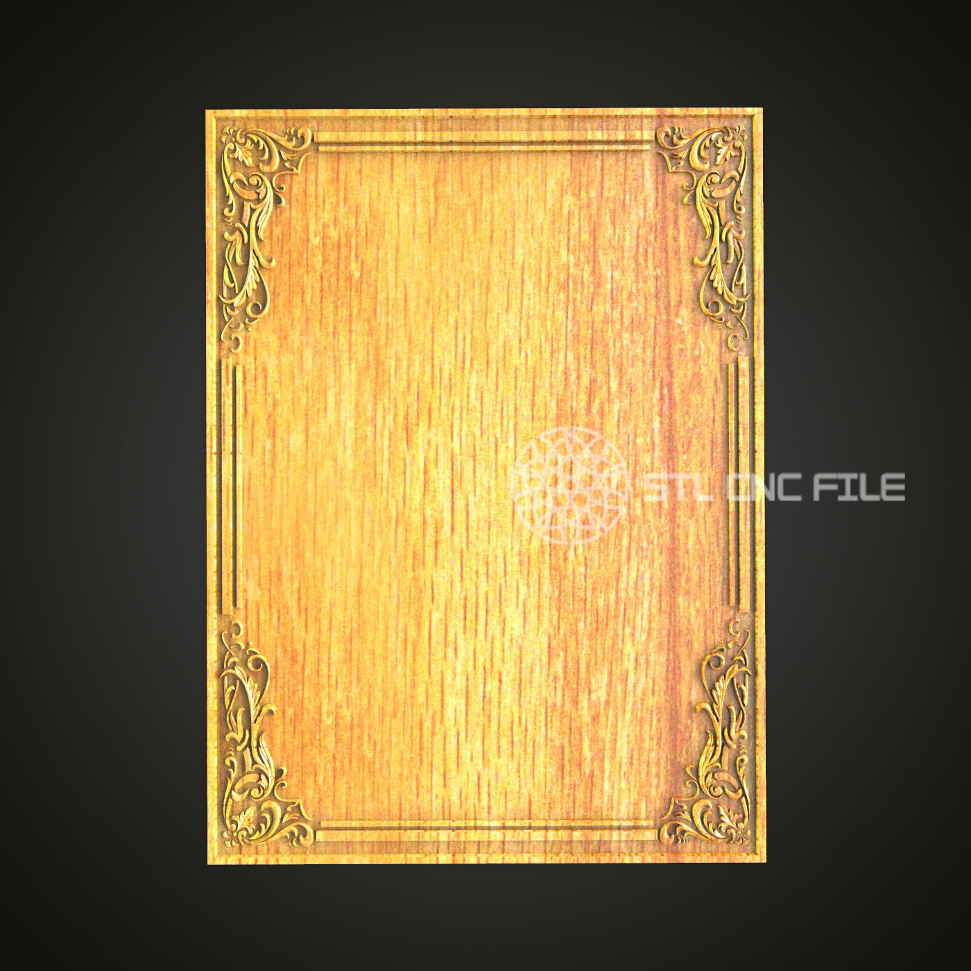 Wood Texture CNC Frame STL File, Elegant Corner Detail Design for Artcam, Aspire