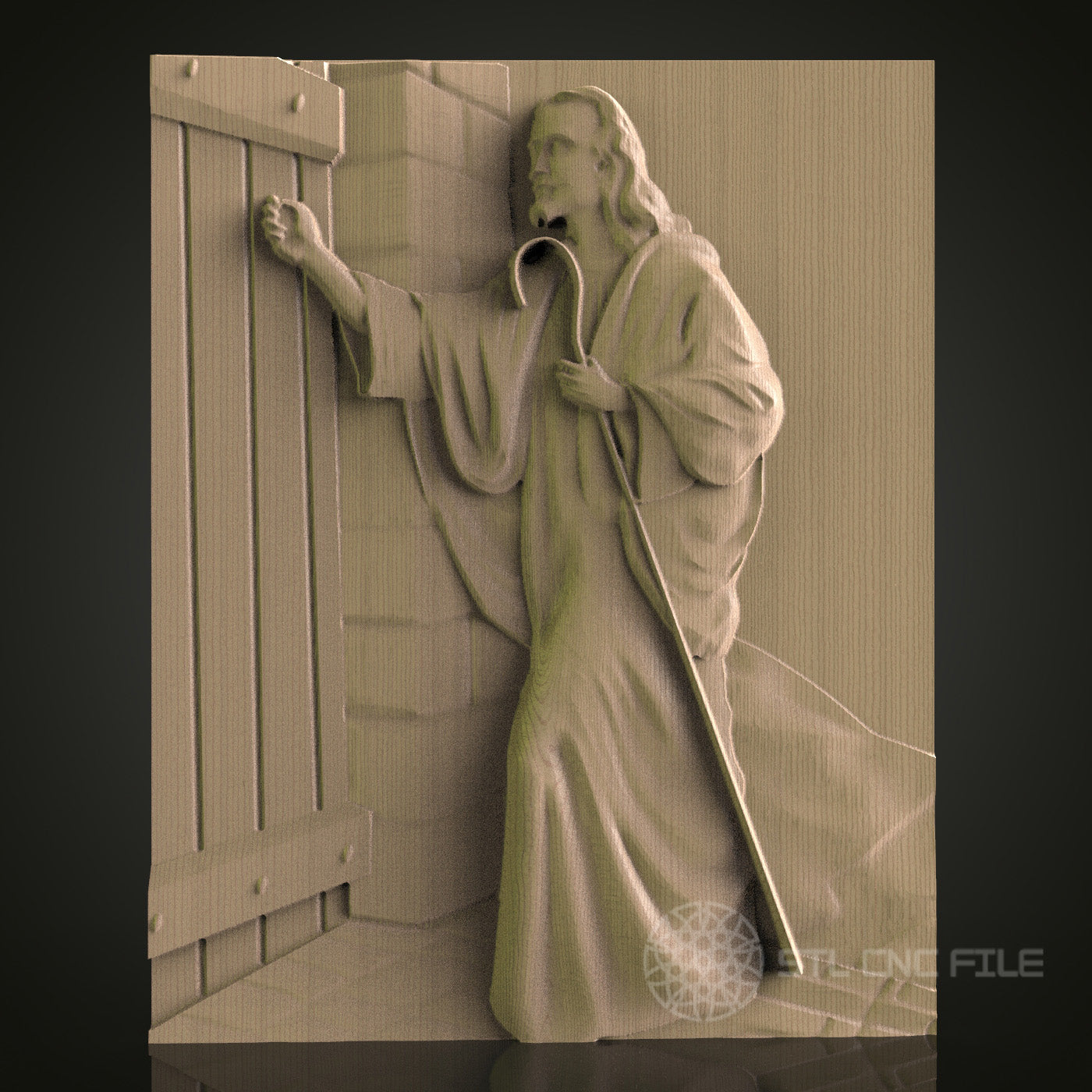 3D STL Model of Jesus Knocking - CNC Router and 3D Printer Wall Art Decor with PDF Link