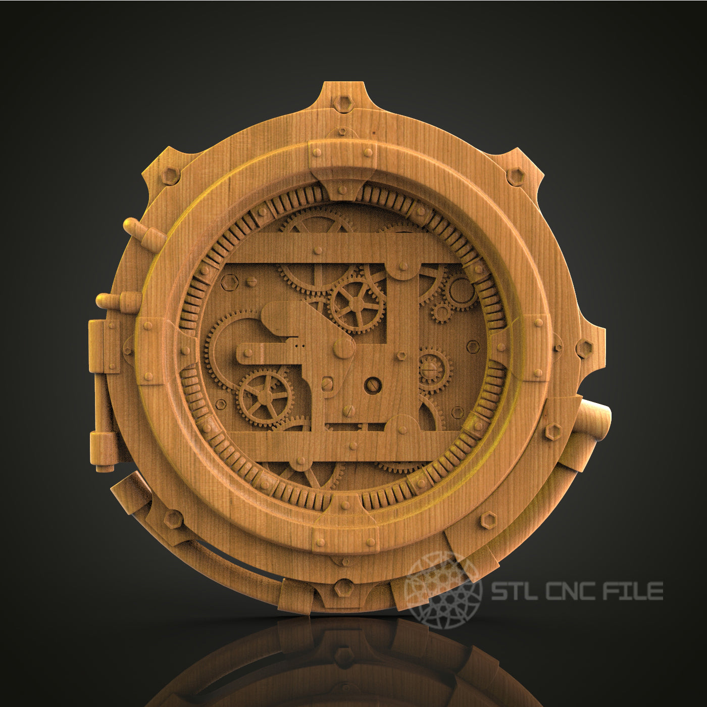 Intricate Mechanical Clock Relief - STL Model for CNC Router Engraver - Artcam, Aspire Compatible - Wood Art, Wall Decor, 3D Printer Ready