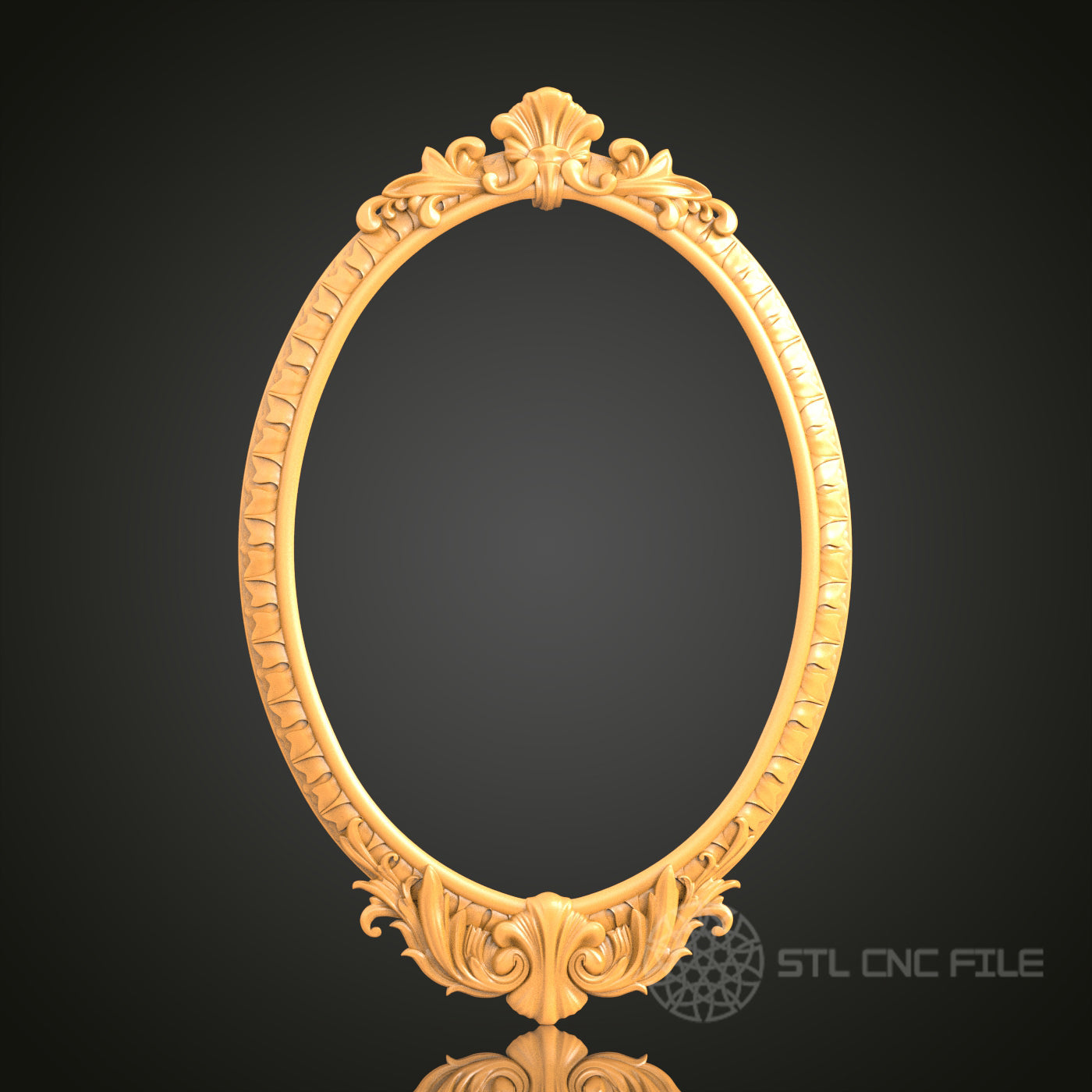 Classic Oval Frame STL Model for CNC Router Engraver - Artcam, Aspire, Wall Decor