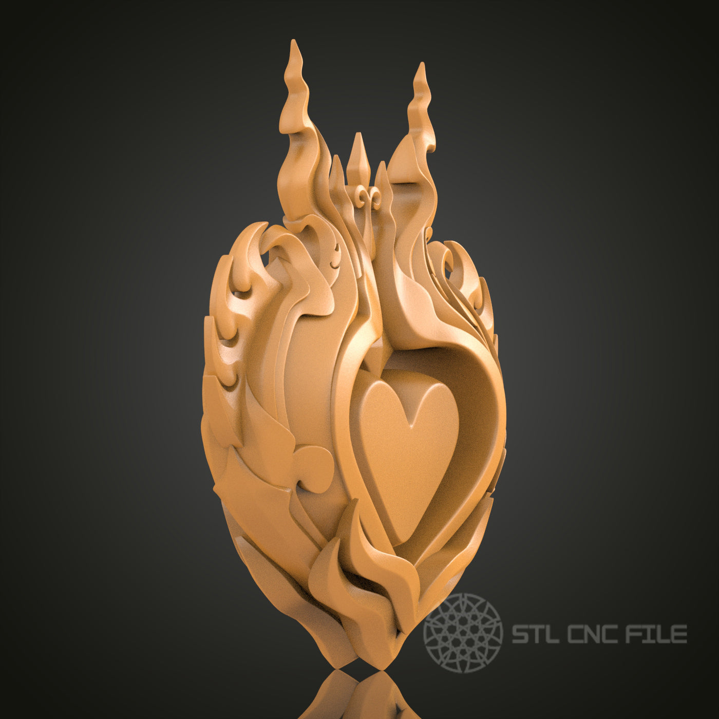 Ornate Heart 3D STL Model, CNC Router Engraver Artcam Aspire, Wood Art Wall Decor, 3D Printer Ready, PDF with STL Link