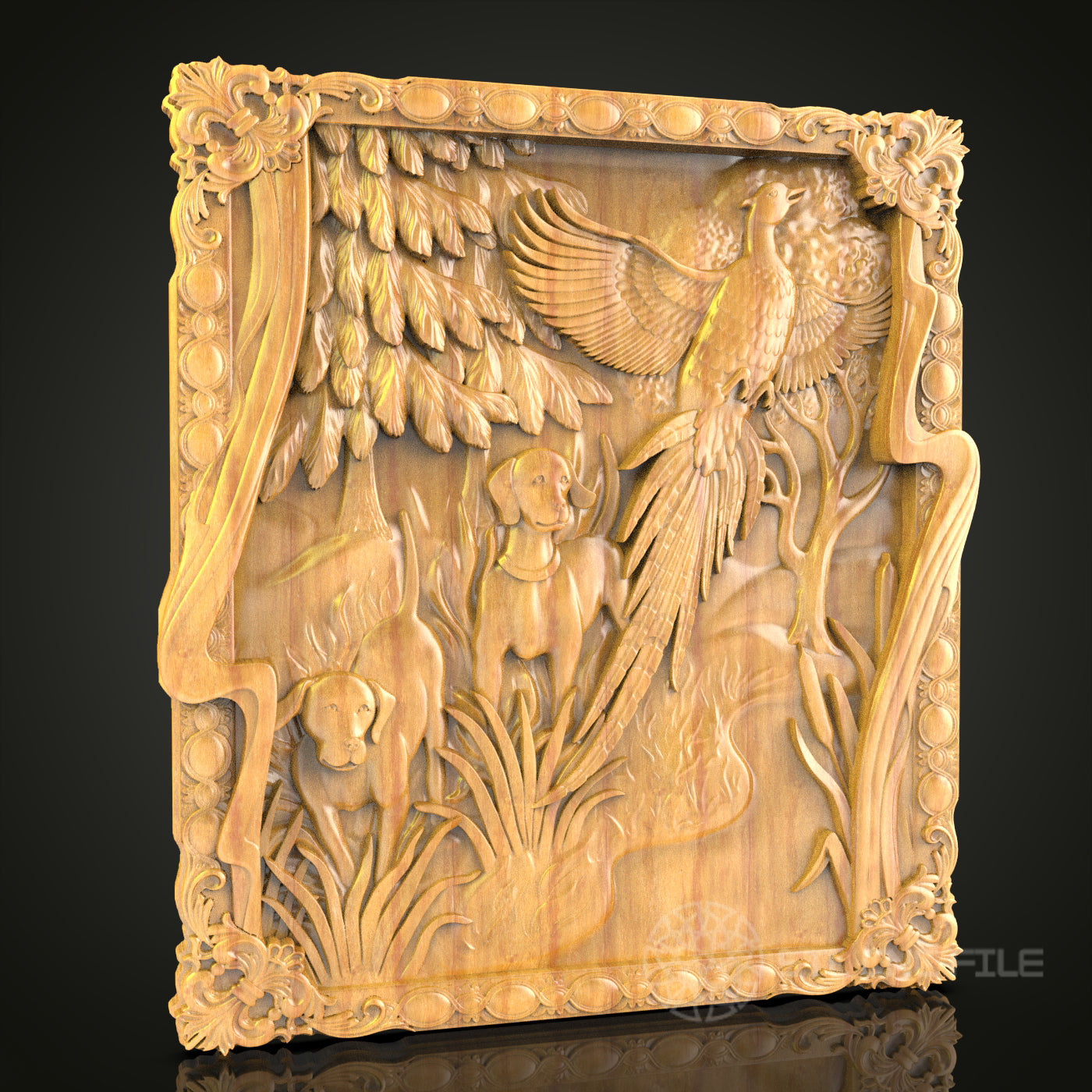 Wildlife Paradise 3D STL Model - CNC Router File for Forest Scene Wood Carving, Animal Decor