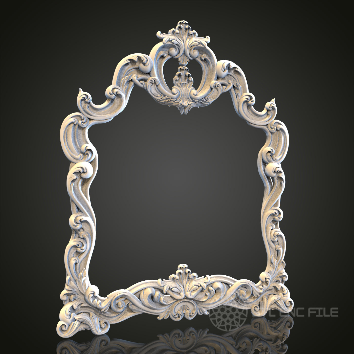 Ornate Baroque Mirror Frame STL Model for CNC and 3D Printing, Artcam, Aspire, Wood Wall Decor