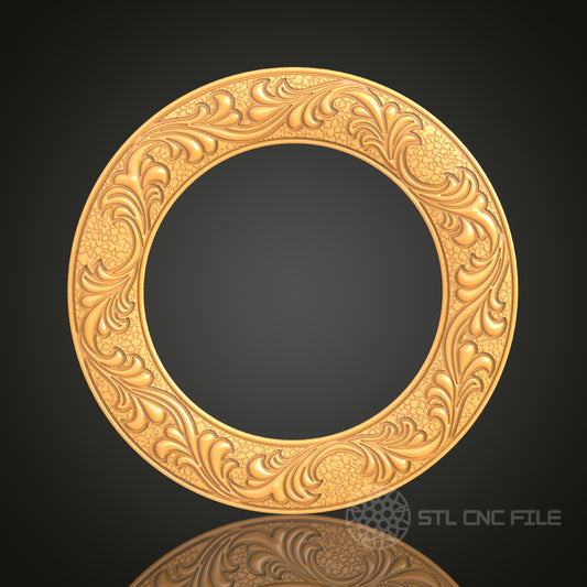 Ornate Round 3D Frame STL Model for CNC Router, Artcam Aspire CNC Files, Wood Art Decor