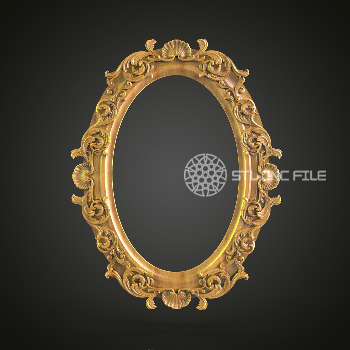 Elegant Baroque Mirror Frame - CNC Carved STL File, Classic Home Decor, Wood Art