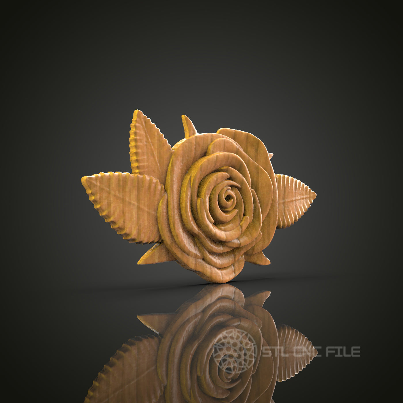 Rose Relief - STL Model for CNC Router Engraver - Artcam, Aspire Compatible - Wood Art, Wall Decor, 3D Printer Ready