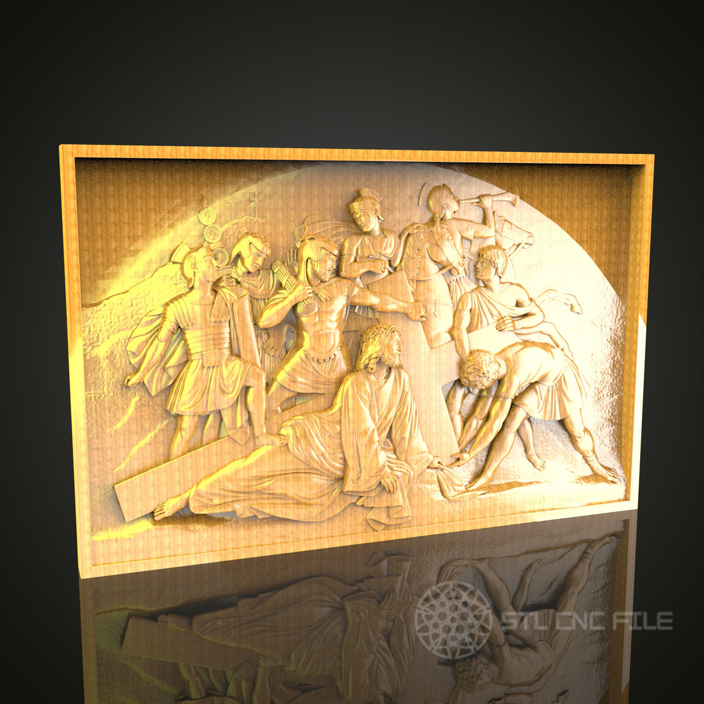 Ancient Greek Drama 3D STL Model - CNC Router File for Classical Theater Scene Wood Carving, Historical Decor