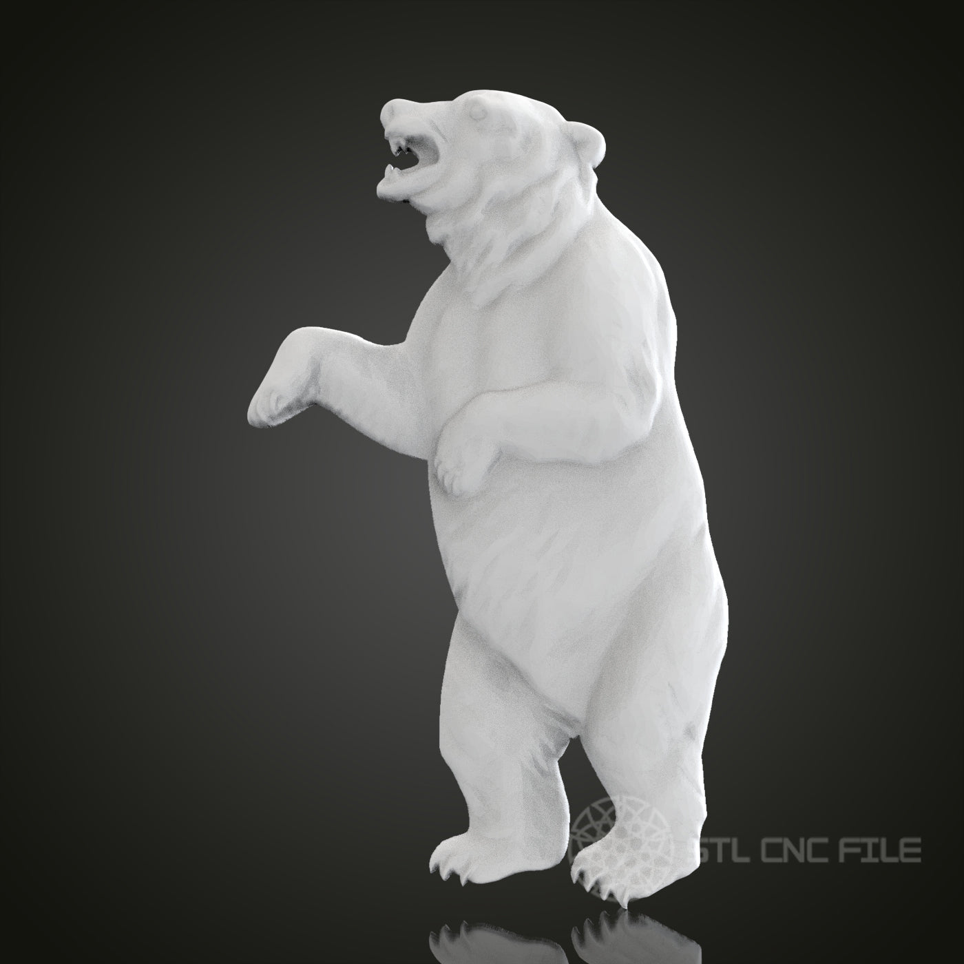 Standing Bear 3D Relief Art for CNC Router, Artcam, Aspire, Wall Decor, STL Model, Compatible with 3D Printers