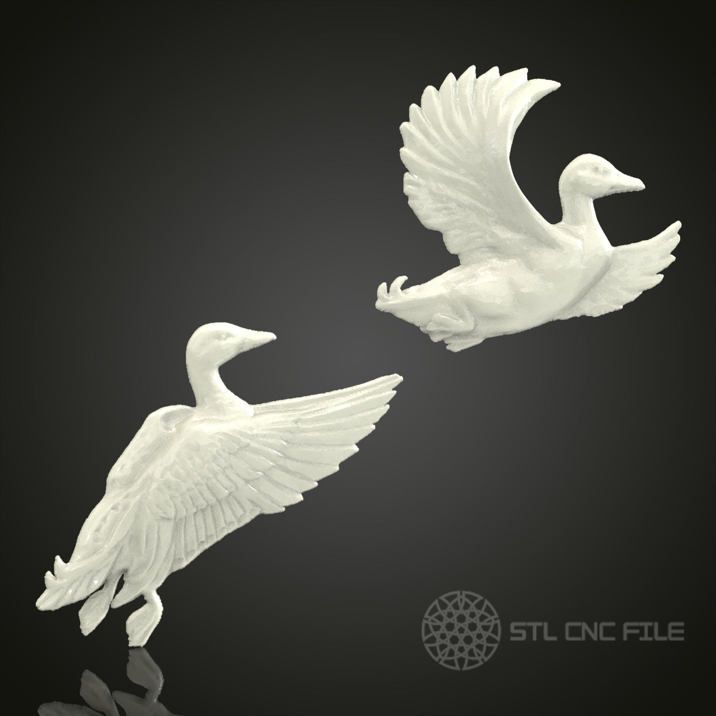 Flying Ducks Wall Decor - STL Model for CNC Router, 3D Printer - Artcam, Aspire Compatible (1)