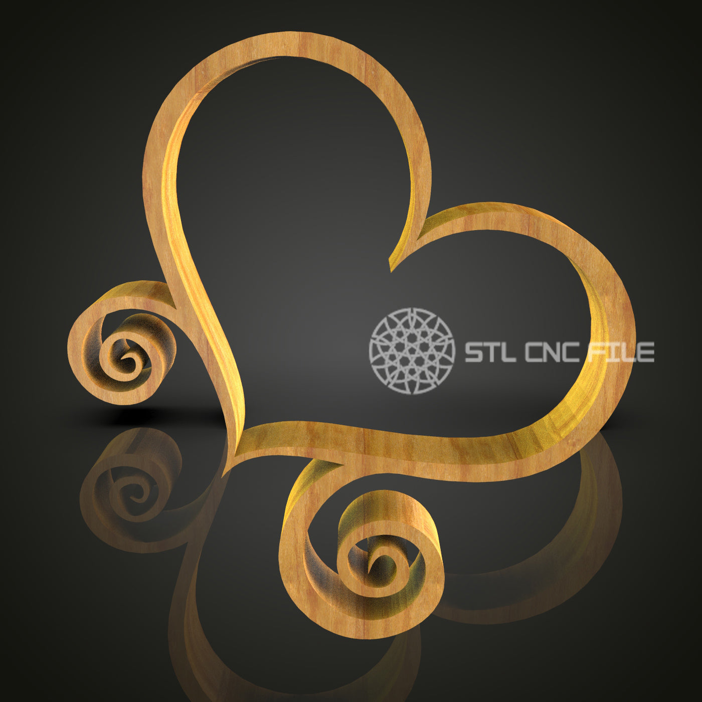 Whimsical Heart Sculpture - CNC Router STL File, Decorative Love Ornament
