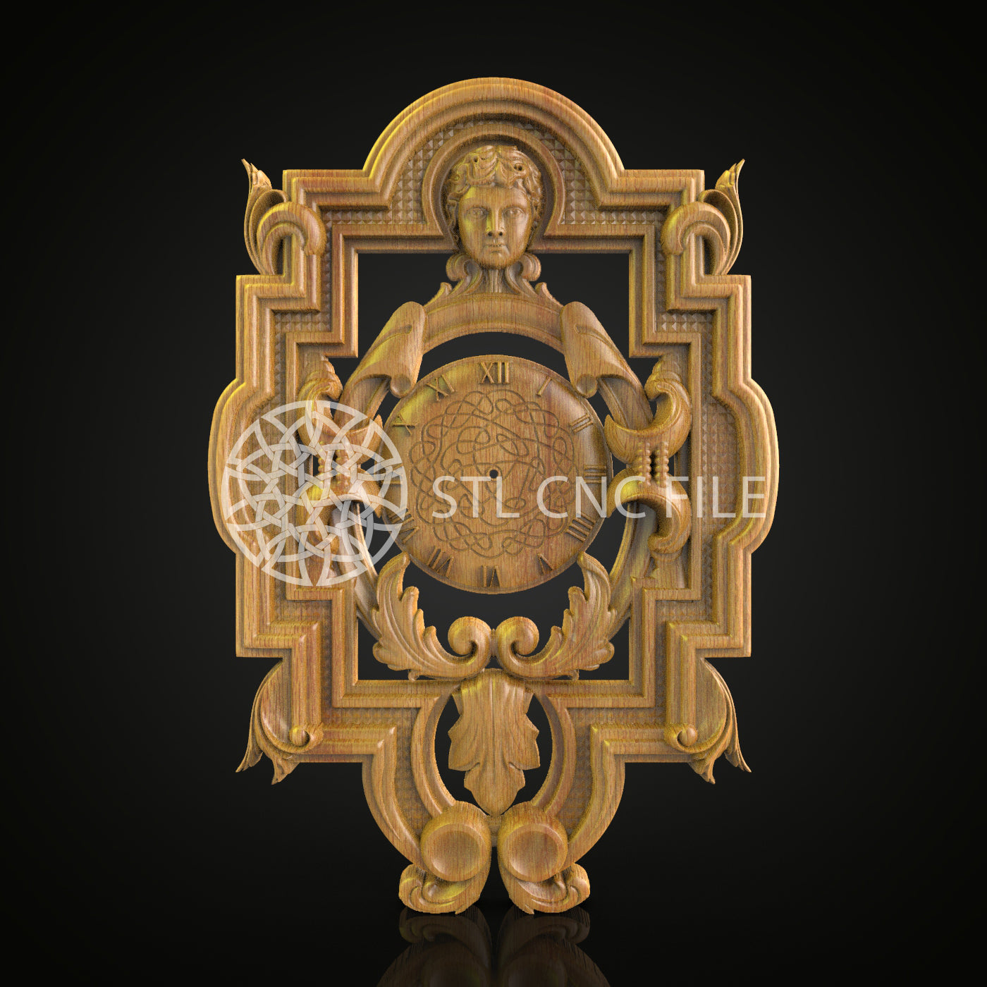 Classic Figure Clock STL Model, CNC Router Engraving File, Wood Art, Artcam Aspire Files, Elegant CNC Woodworking Design