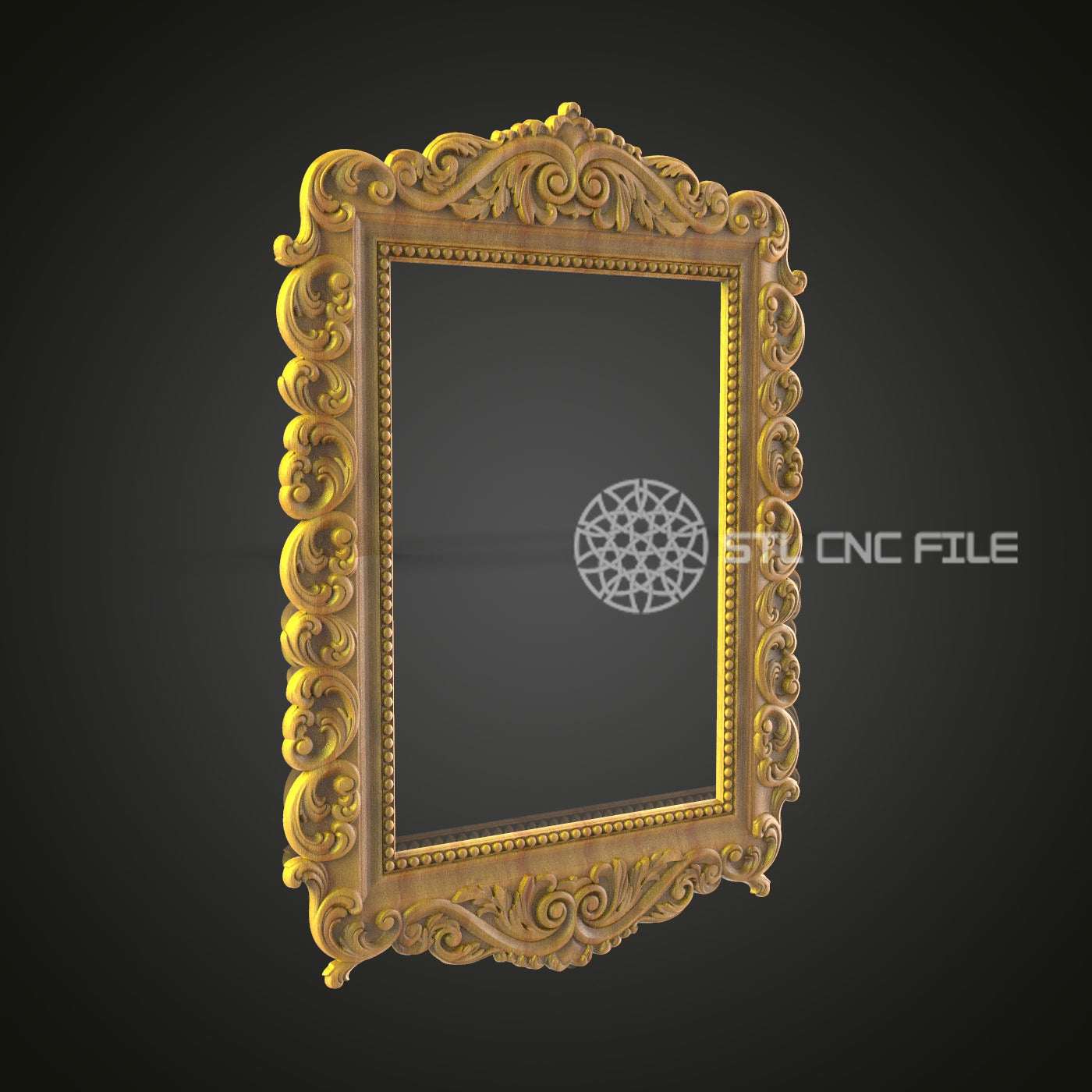 Elegant Rococo Frame STL File for CNC Engraving - Exquisite Wood Art Decor Digital Model