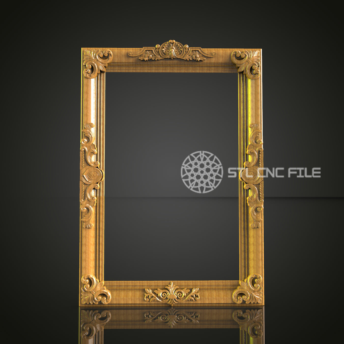 Luxurious CNC Router Engraved Wooden Frame - Classic Floral Design, Ideal for Art Displays & Home Decor