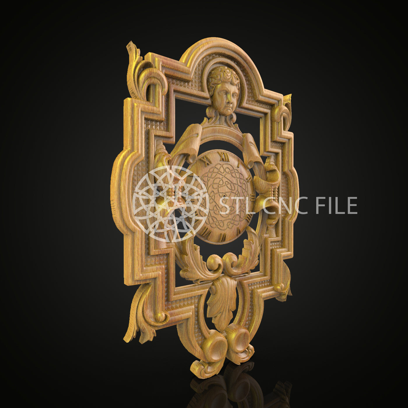 Classic Figure Clock STL Model, CNC Router Engraving File, Wood Art, Artcam Aspire Files, Elegant CNC Woodworking Design