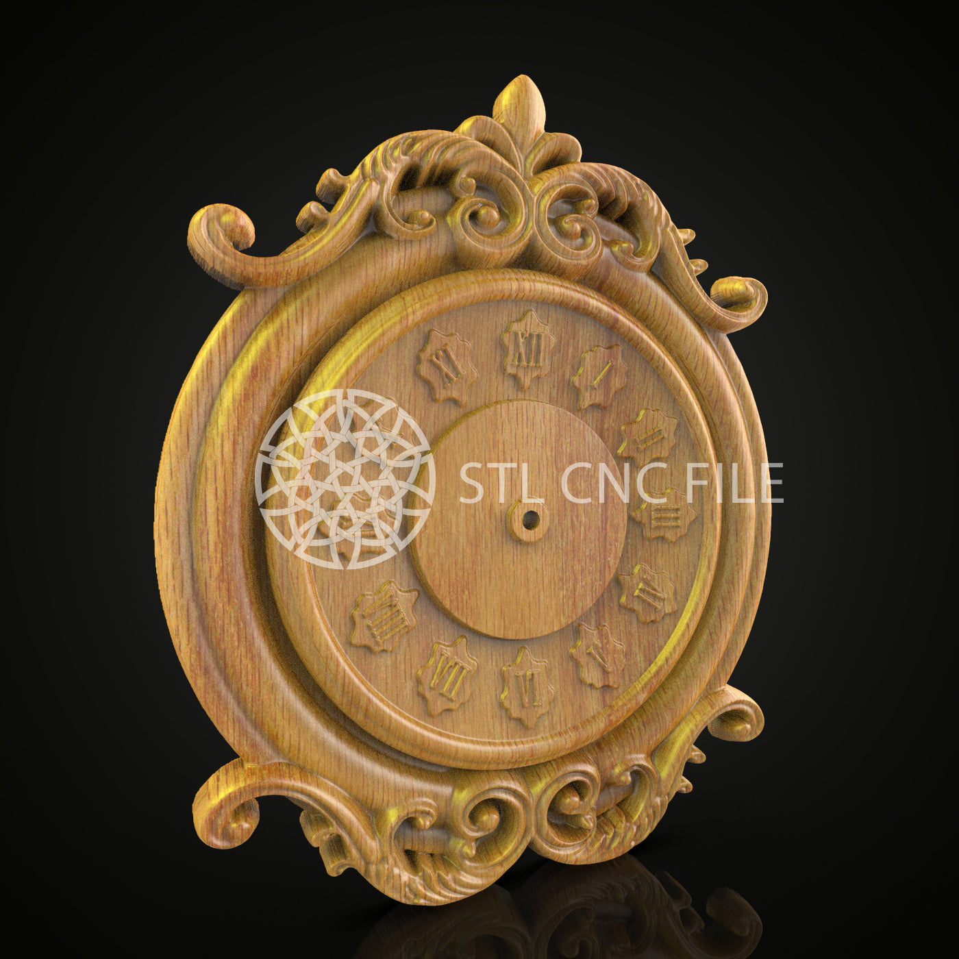 Roman Numeral Clock STL Model, Elegant CNC Router File, Wood Art Carving, CNC Engraving, Classic Design, Artcam Aspire Files