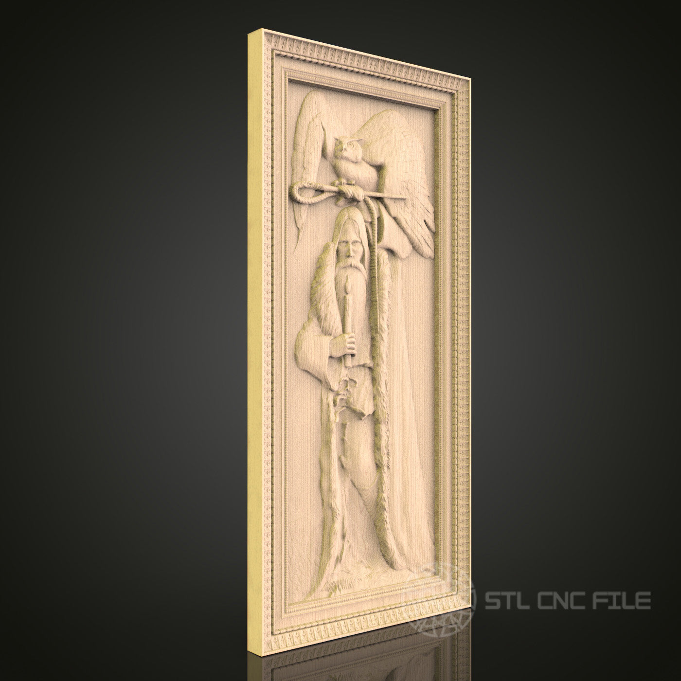 Wizard with Owl 3D CNC Router Engraver File, STL Model for Artcam Aspire, Wood Wall Decor