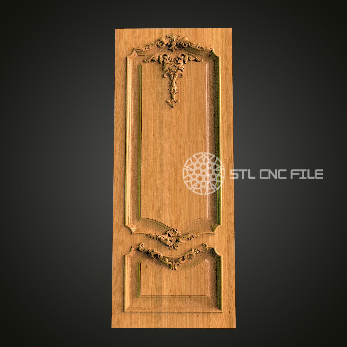 Victorian Door Panel STL File for CNC Router - Detailed Wood Carving Design for Elegant Home Entrance Decor