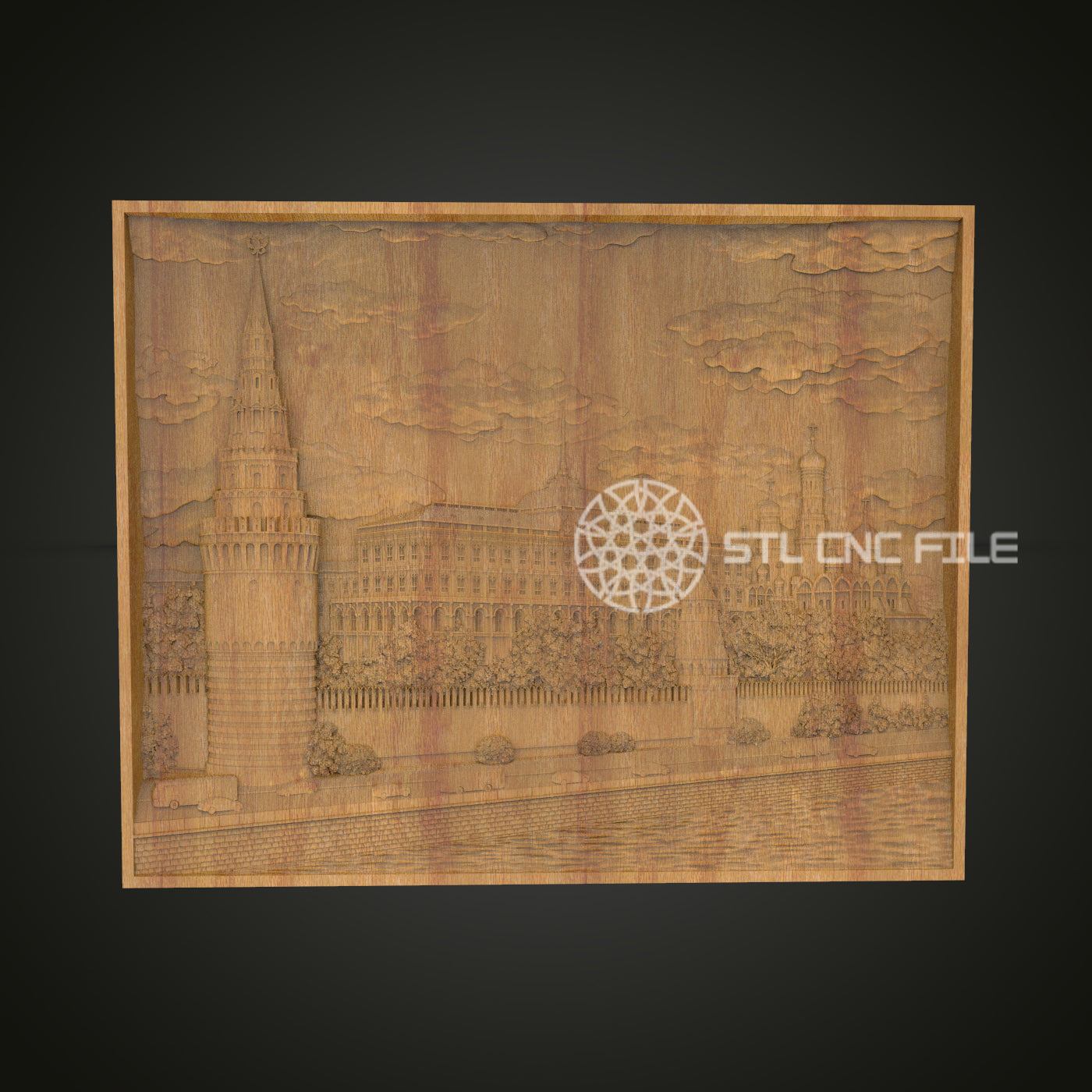Architectural Landmark STL Model for CNC - Detailed Cityscape Wood Carving Design