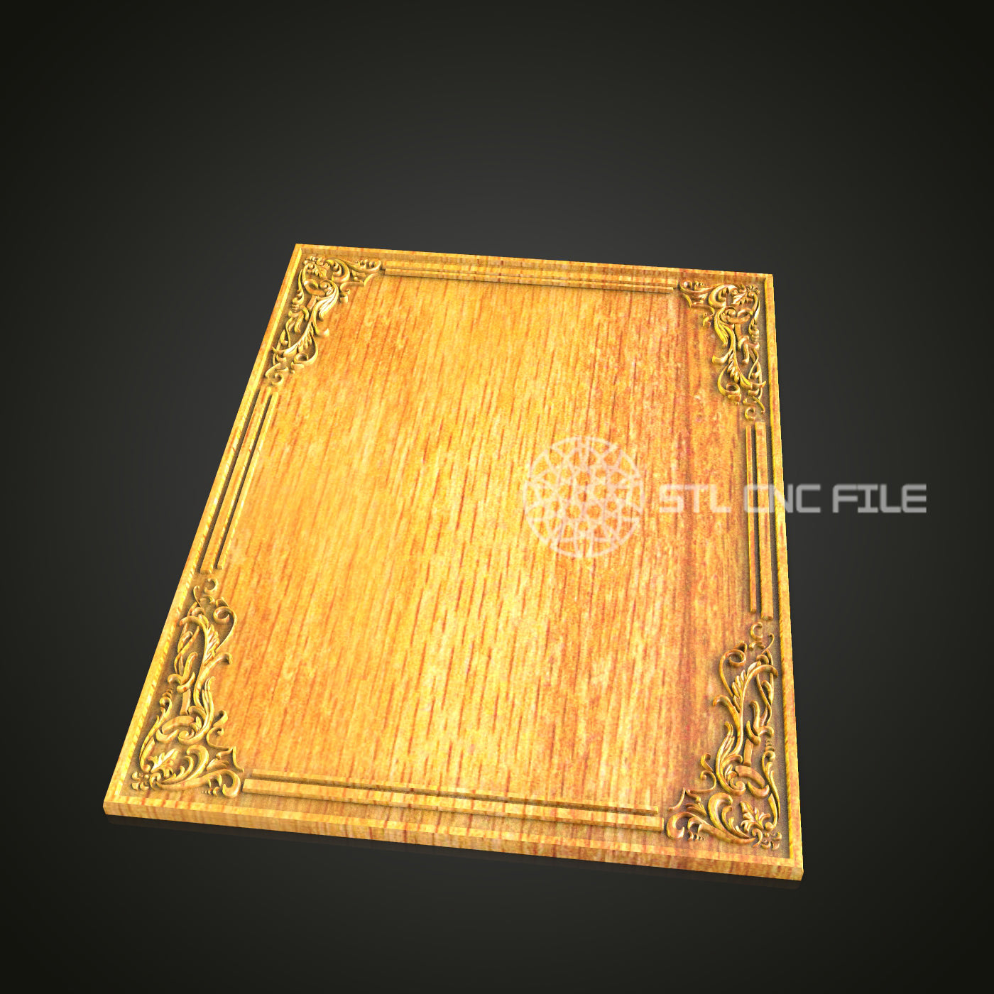 Wood Texture CNC Frame STL File, Elegant Corner Detail Design for Artcam, Aspire