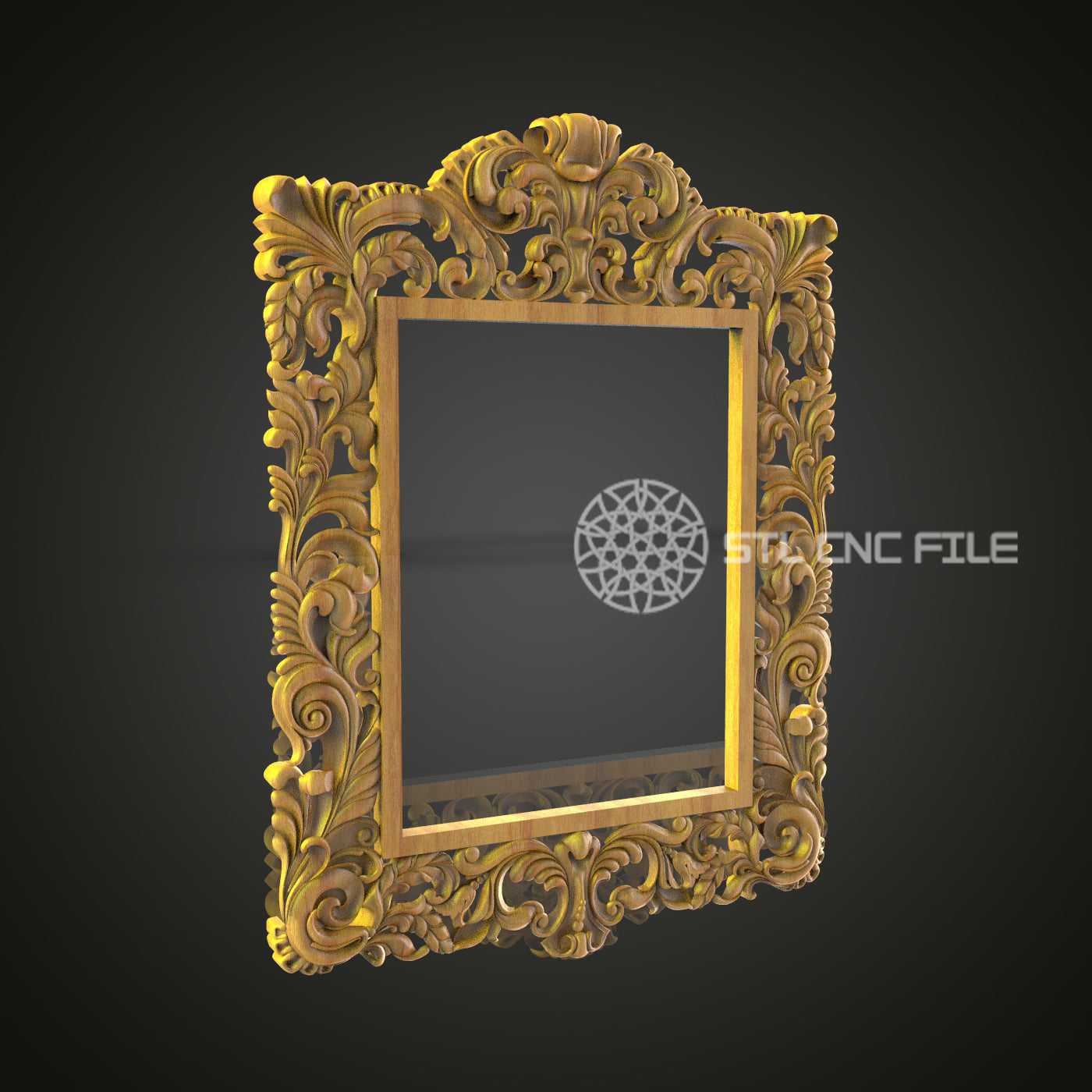 Golden Baroque Style Decorative Frame 3D Model for CNC - Artcam, Aspire, STL Files