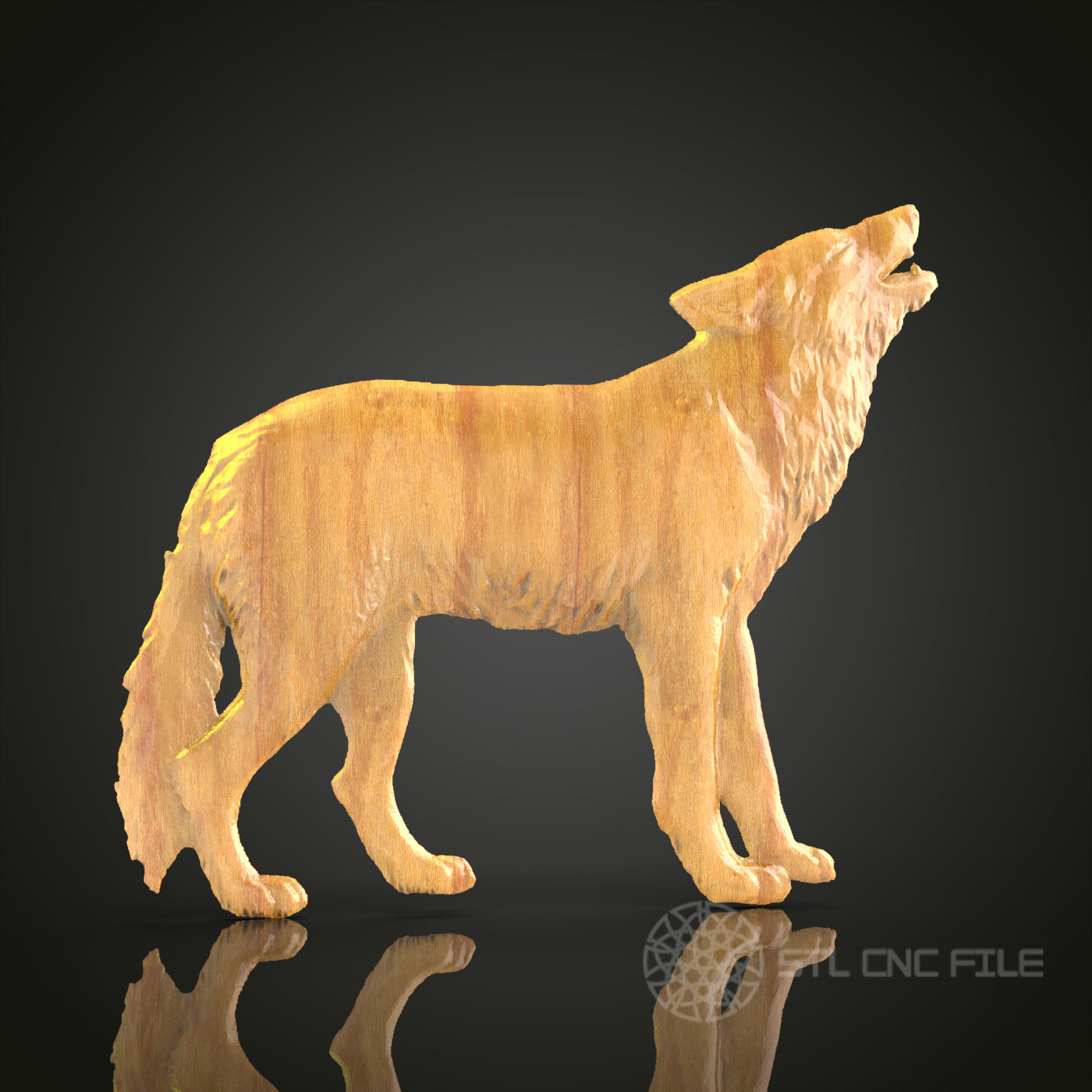 Wolf 3D STL Model for CNC Router - Wild Animal Wood Carving Digital File, Nature Art Decor