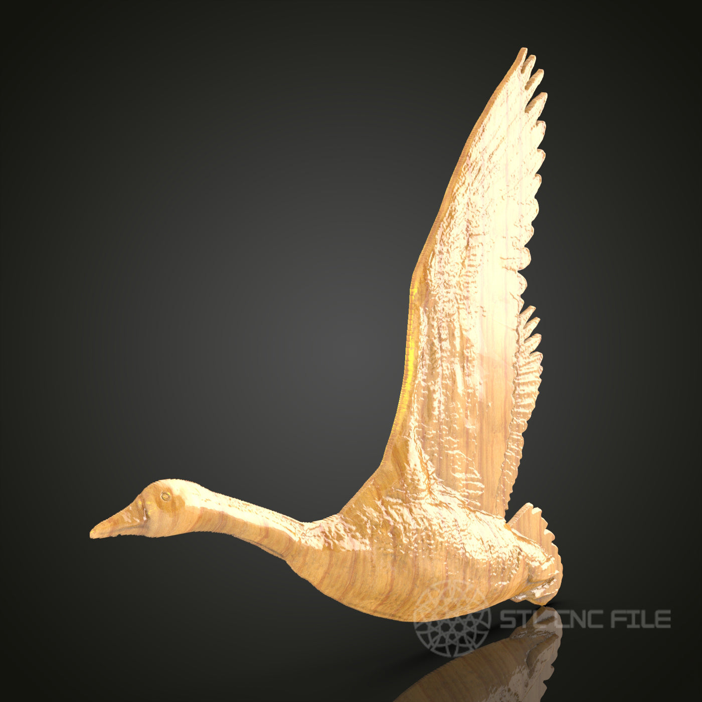 Graceful Goose in Flight – CNC Router STL File for Wood Carving