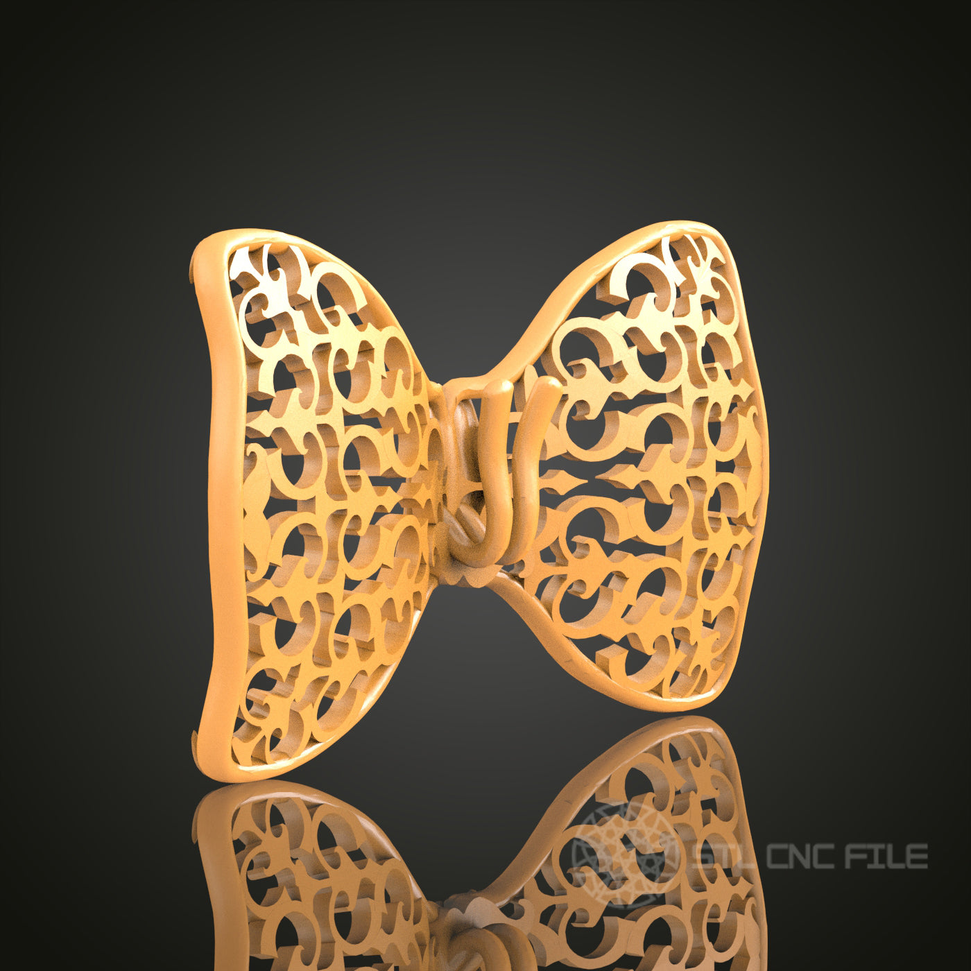Intricate Pattern Bow Tie STL Model, CNC Router File for Elegant Art and Decor, Compatible with Artcam, Aspire