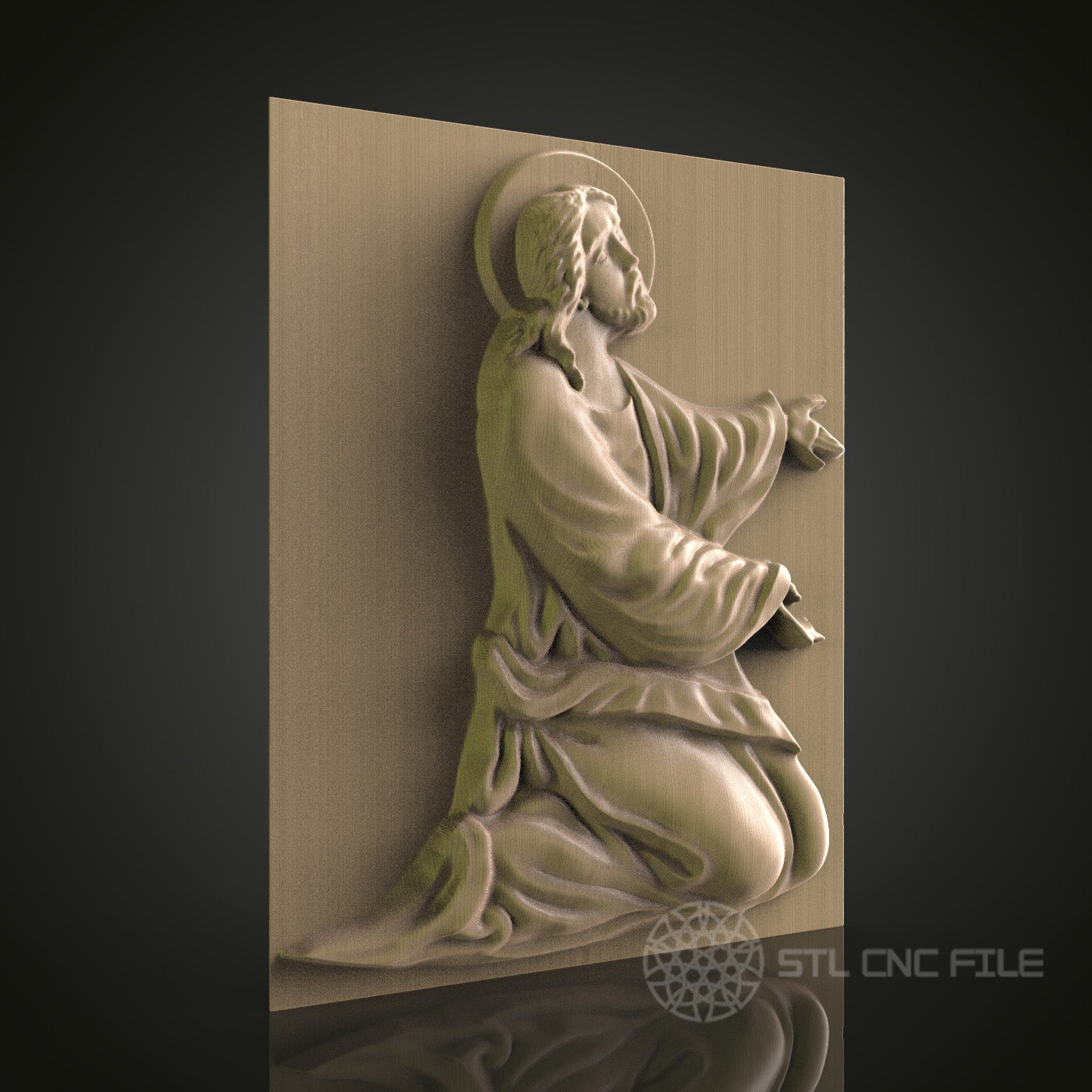 Kneeling Figure Relief Art STL Model for CNC Router Engraver - Wood Art Wall Decor - 3D Printer File for Artcam and Aspire