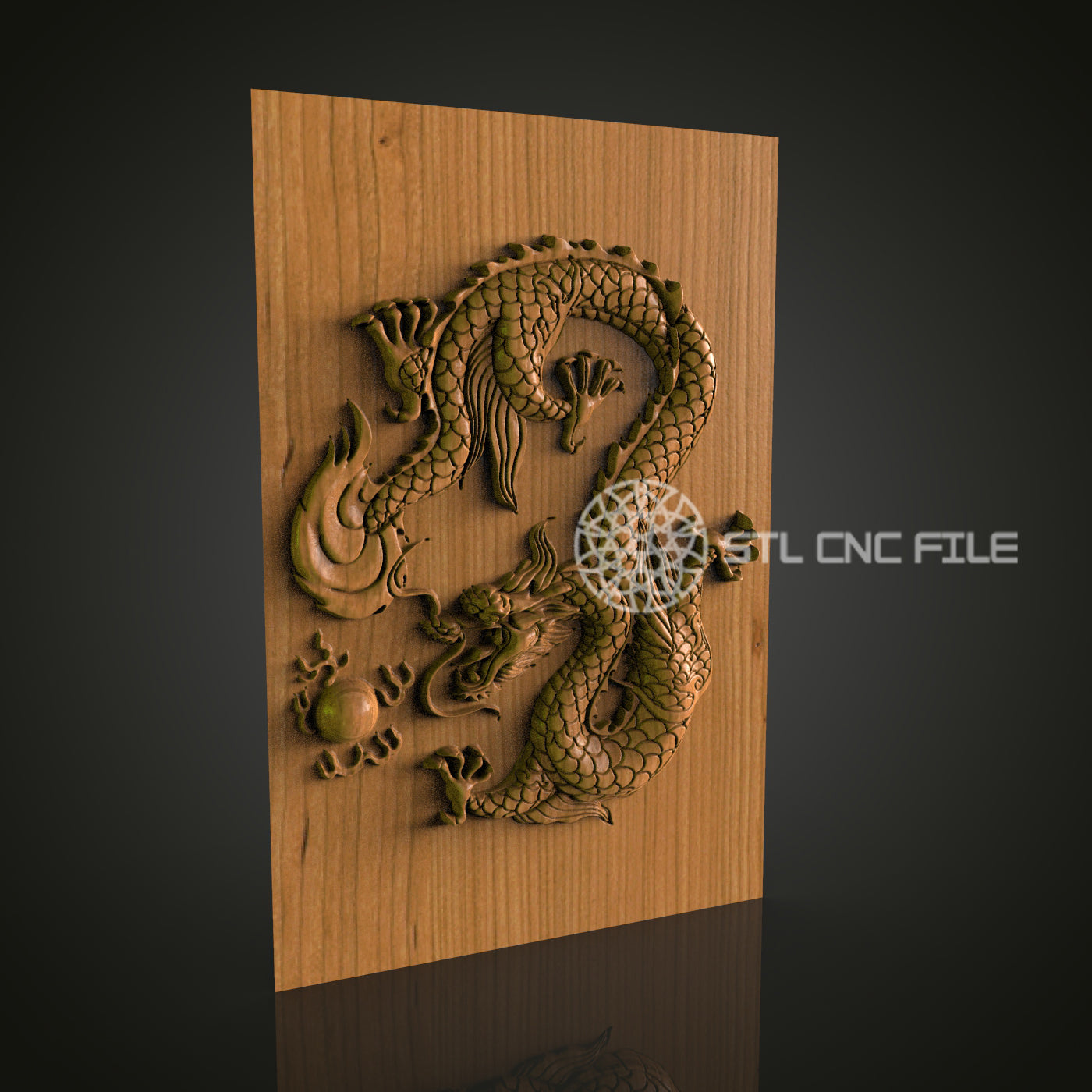 Dragon Relief STL File for CNC Router – 3D Printer Compatible Wood Art for Wall Decor