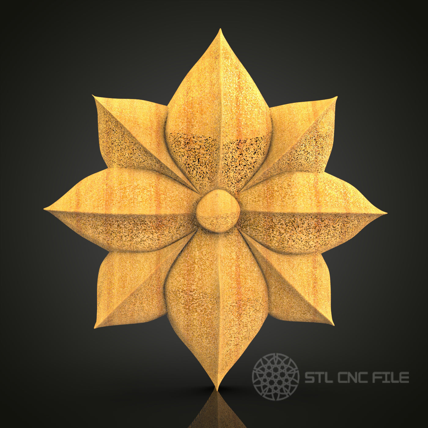 Star-Shaped Floral Decor STL Model for CNC Router, Compatible with Artcam, Aspire - Elegant Wall Art