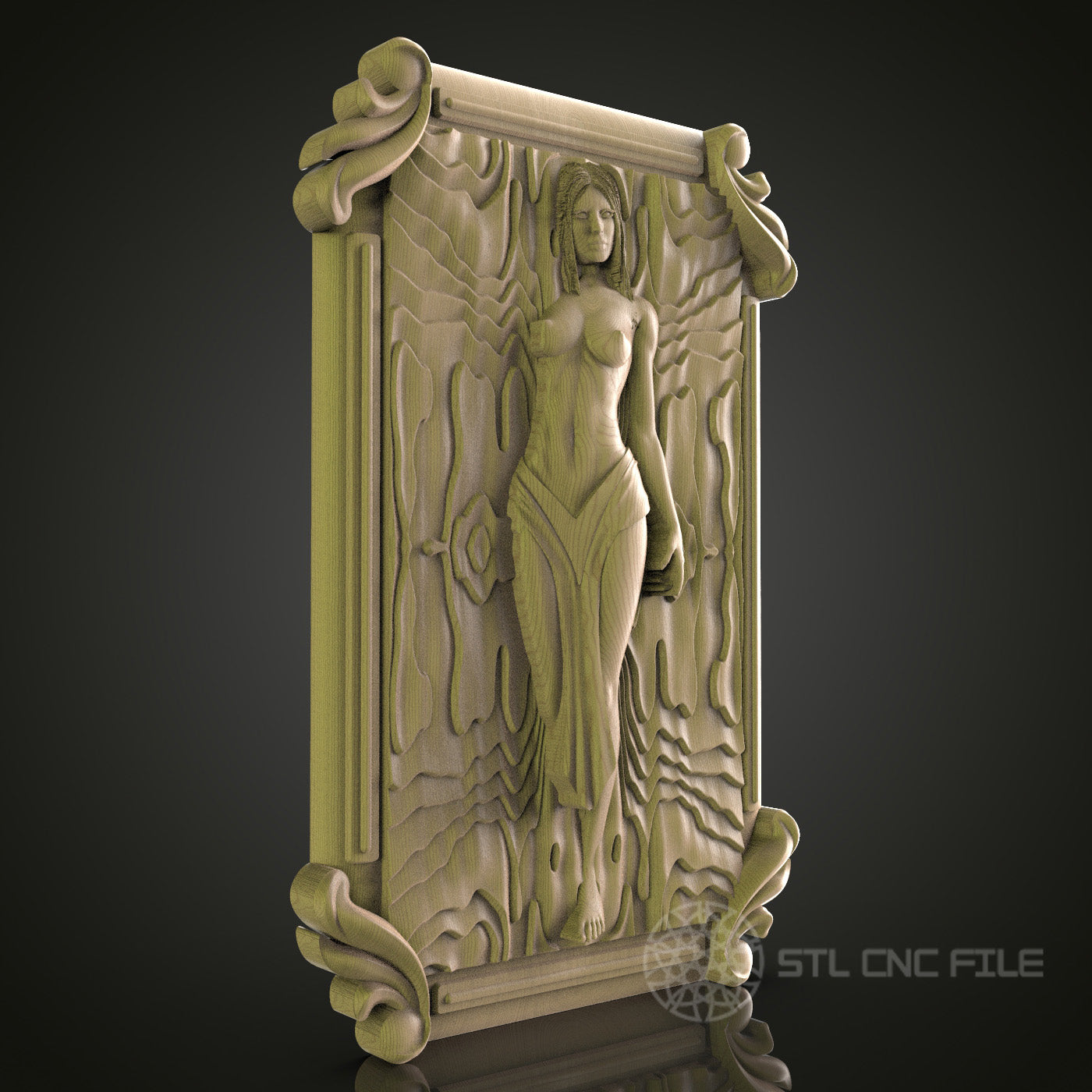 Steampunk Woman Relief STL Model for CNC Router, Aspire, Artcam, 3D Printer, Wall Decor, Wood Art