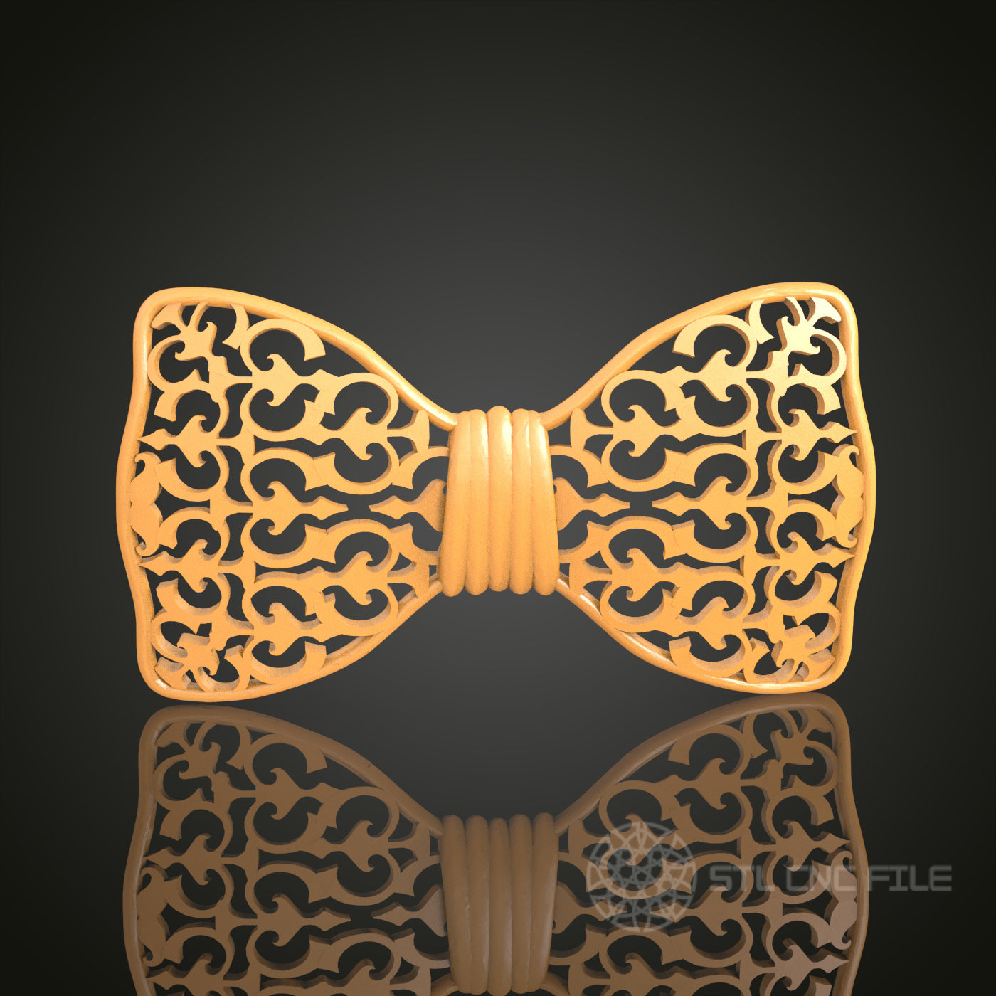 Intricate Filigree Bow Tie STL Model, CNC Router File for Elegant Accessories and Projects