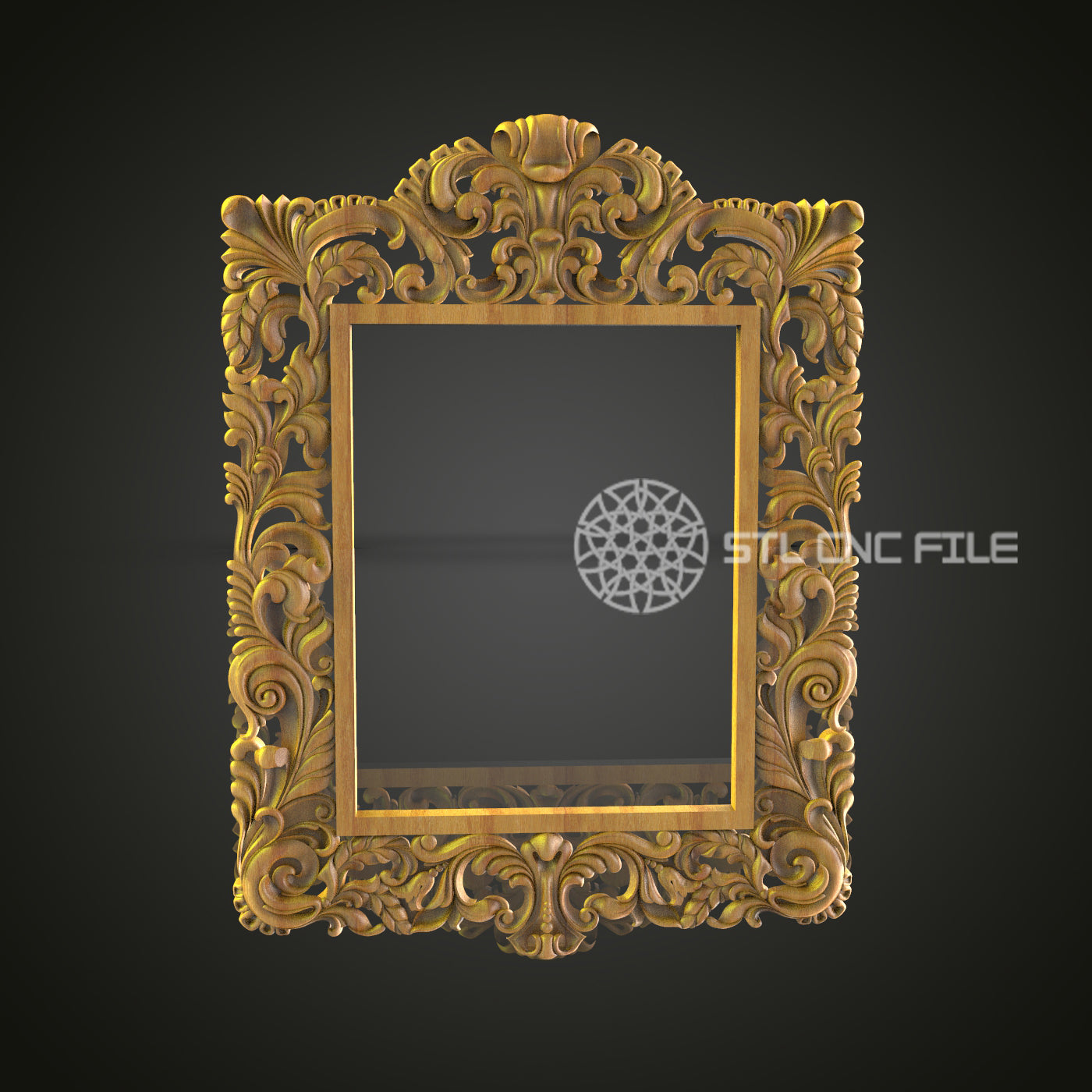 Golden Baroque Style Decorative Frame 3D Model for CNC - Artcam, Aspire, STL Files