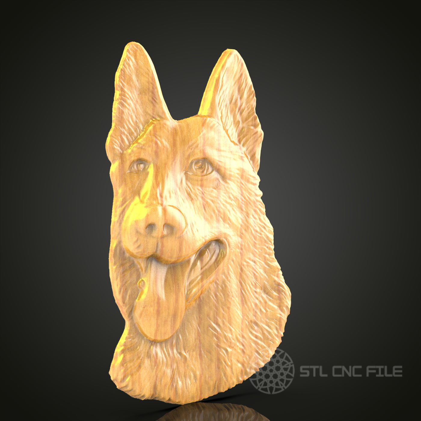 German Shepherd 3D Model STL File for CNC Routers - Artcam, Aspire, Wood Art, Wall Decor, CNC Engraving File