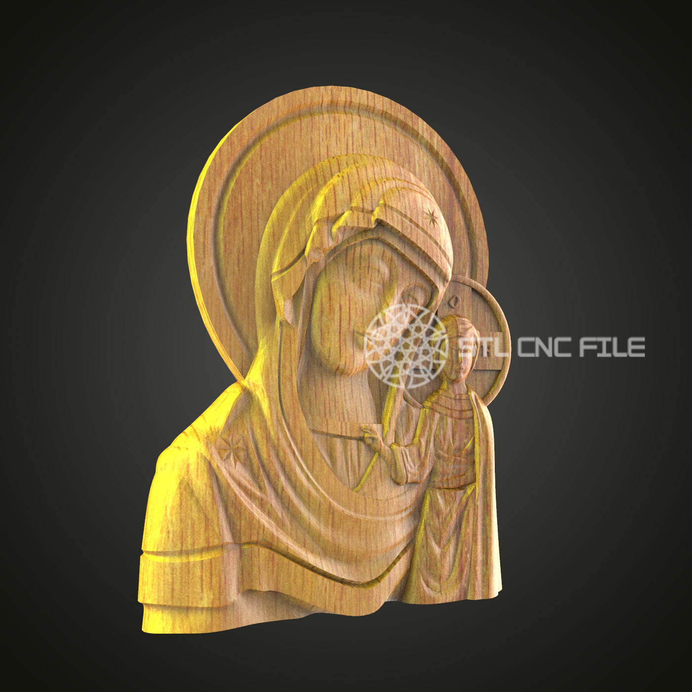 Virgin Mary CNC Engraved Art - Spiritual Wood Carving, Religious Icon Decor