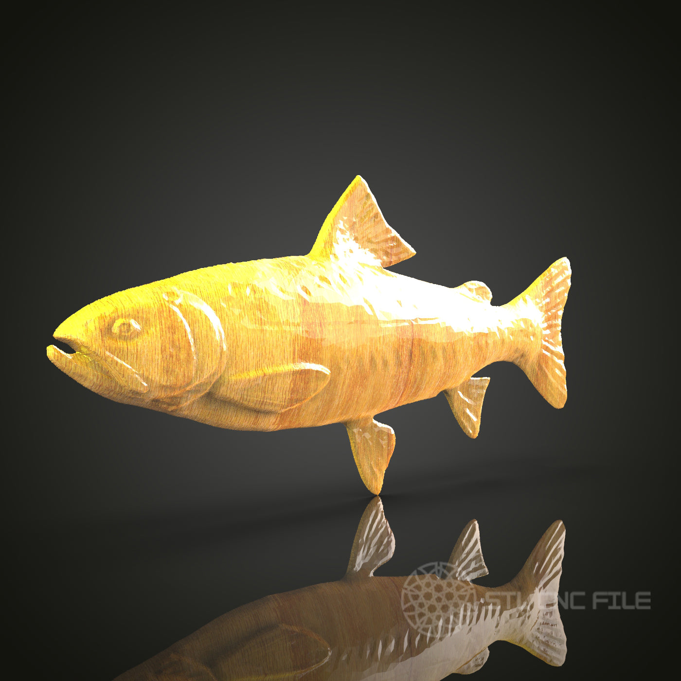 Fish 3D STL Model for CNC Router - Aquatic Life Wood Carving Digital File, Marine Art Decor